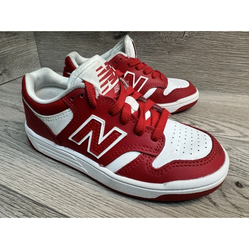 New Balance 480  Kids Sz 12 Shoes Red White Athletic Low Top Sneaker